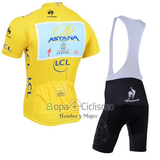 Tour DE Francia Lider Ropa Ciclismo Culotte Corto 2014 Hombre Mangas Cortas AStana Lider AMarillo
